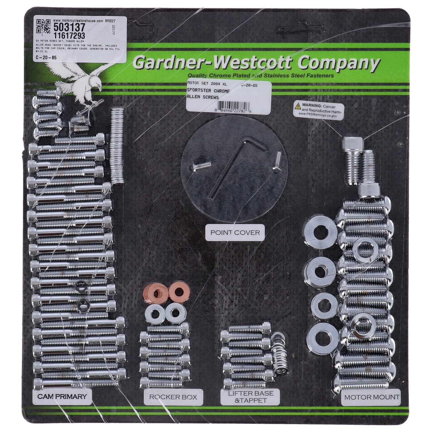 Gardner-Westcott Motor screw set chrome allen