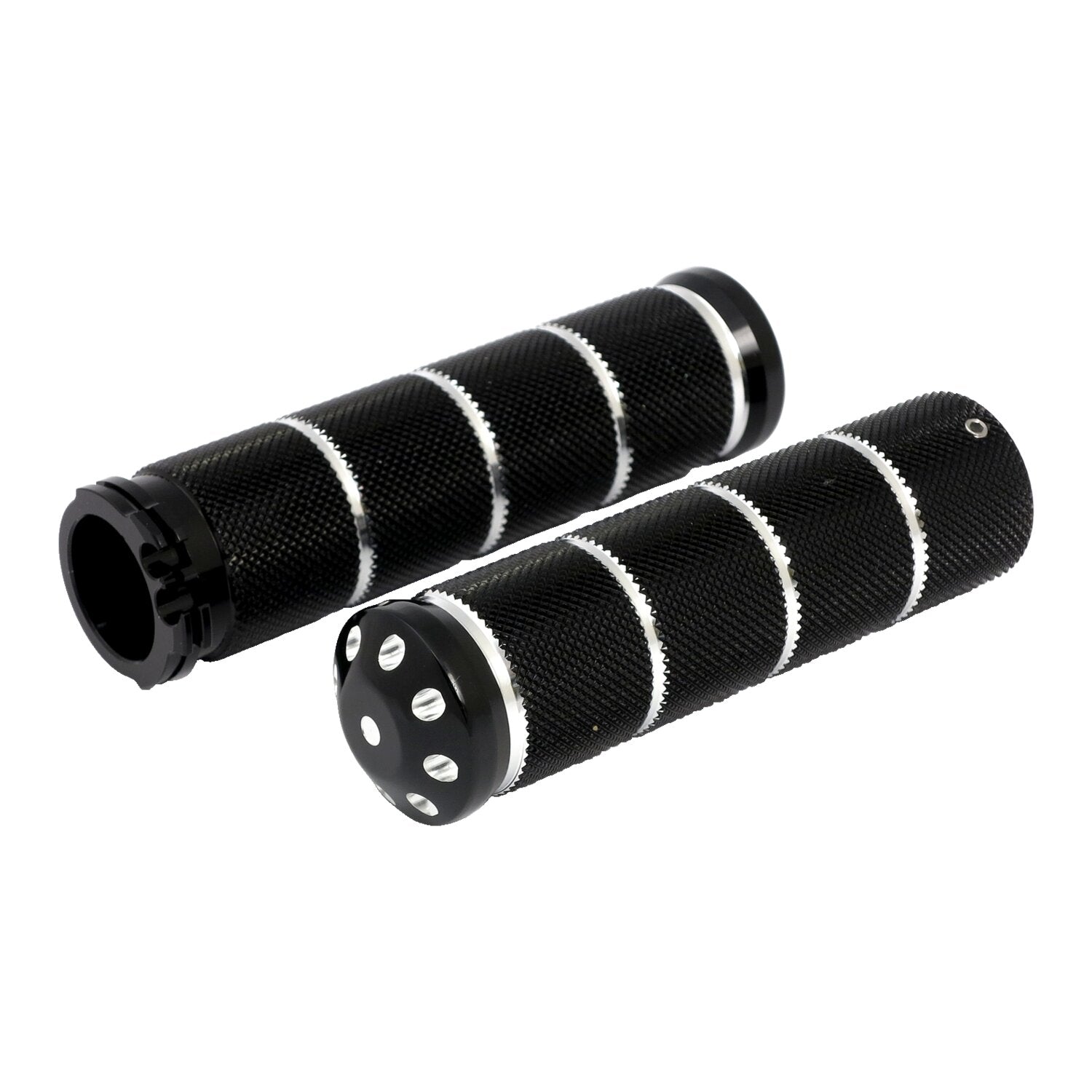 MCS Throttle grip set bomber - Knurled - Black cm