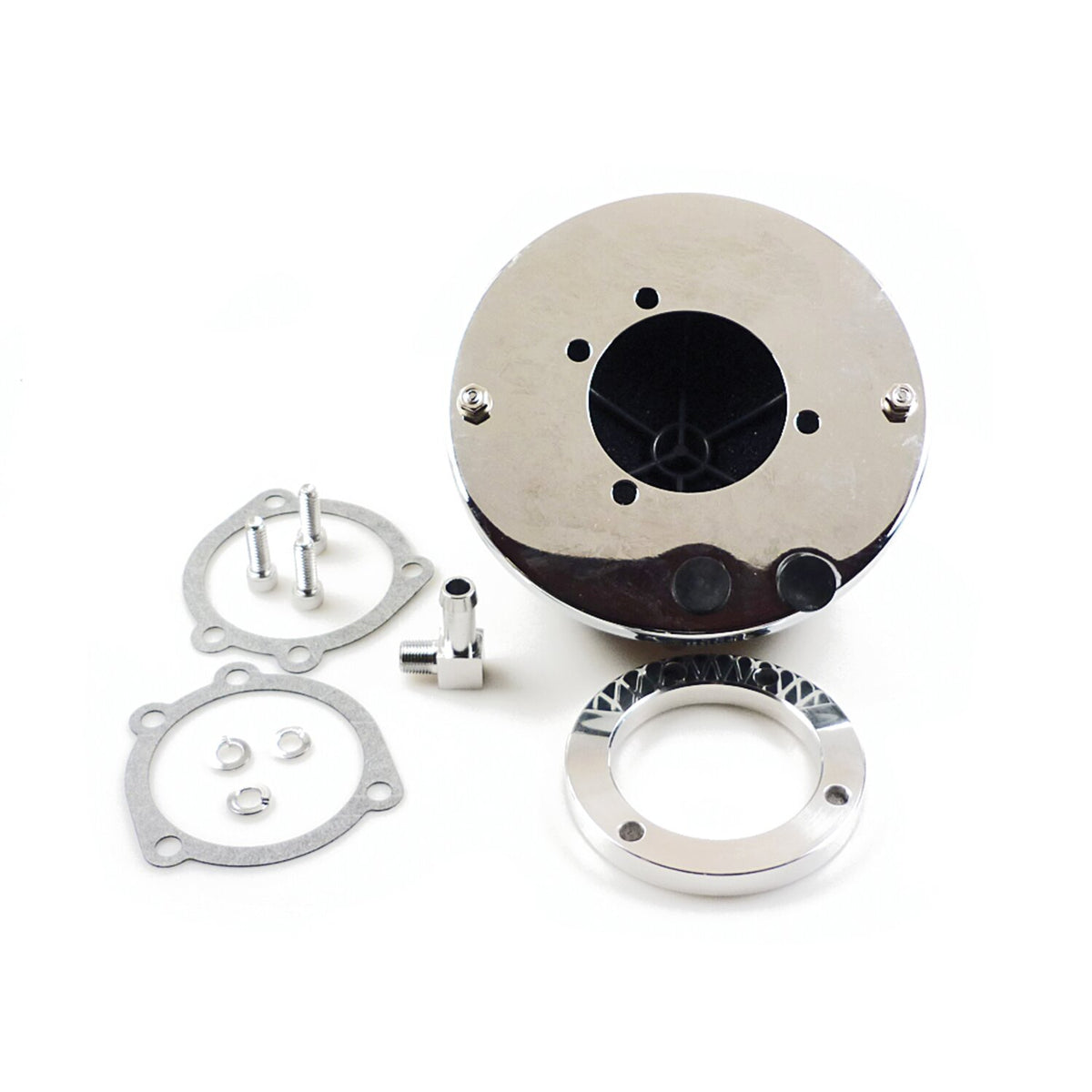 MCS Breather style air cleaner assembly round - Chrome