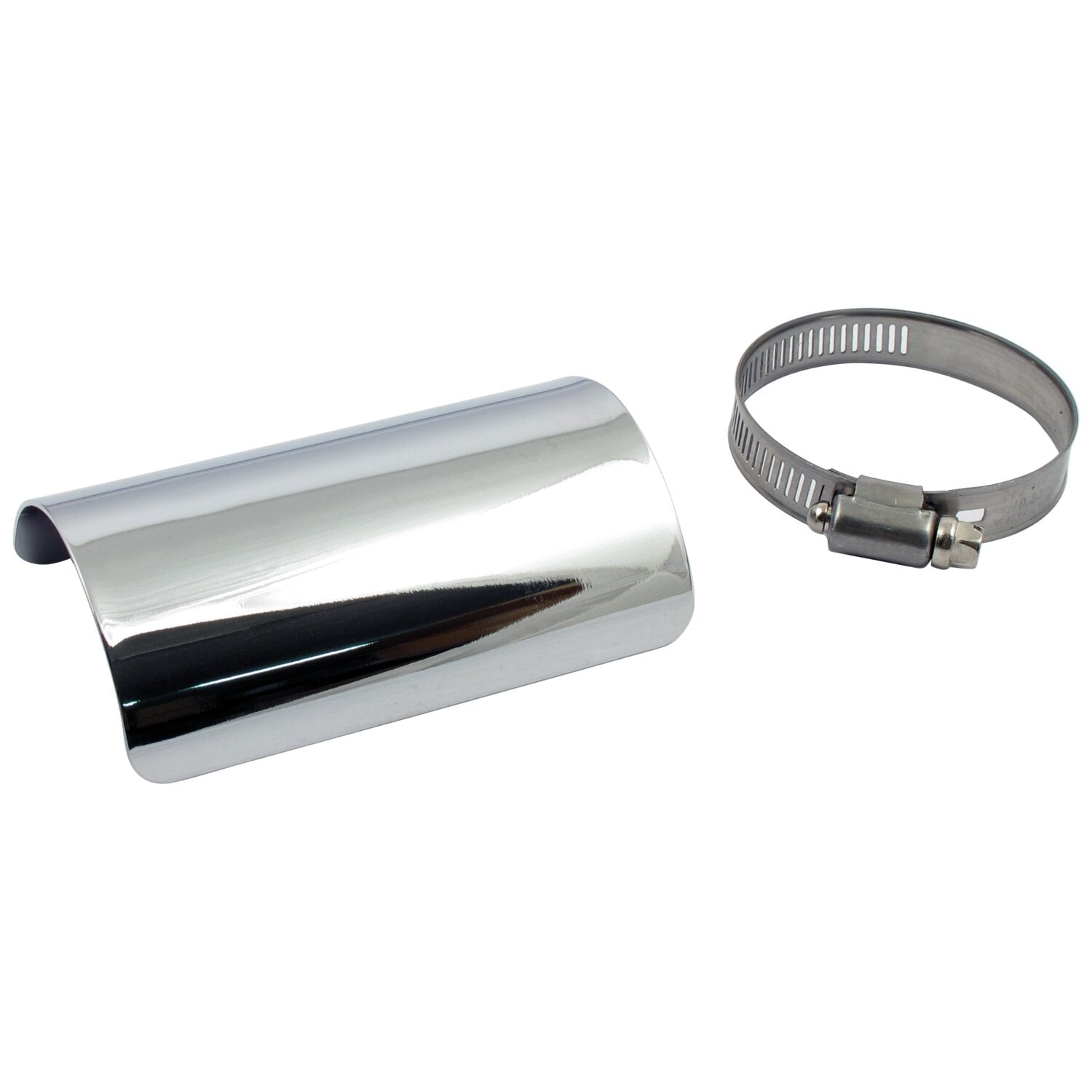 MCS Universal smooth heat shield 4" long chrome