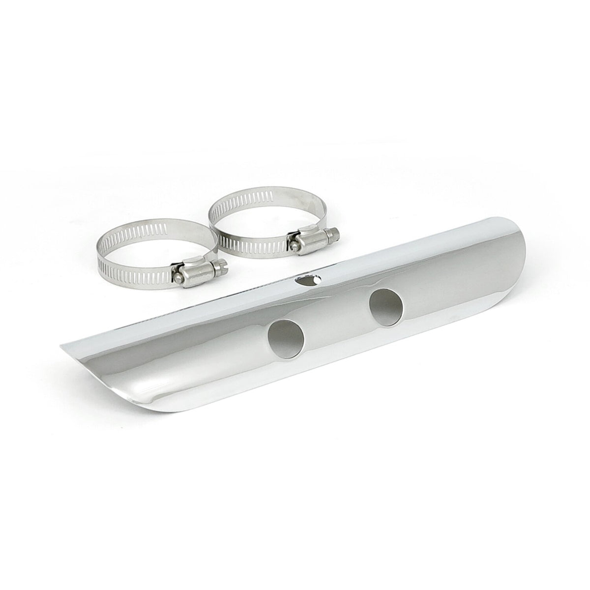 MCS Universal bullet hole heat shield 10" long chrome