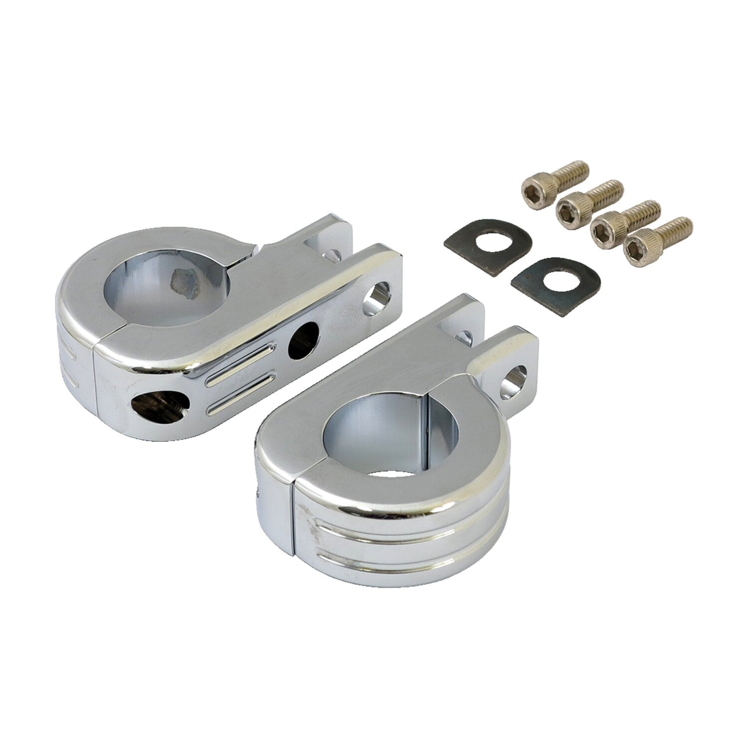 MCS Engine guard foot peg mount kit - 1-1/4" (32mm)tubing - Chrome