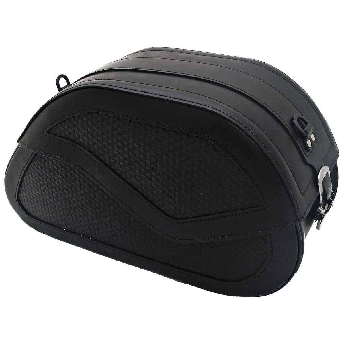 MCS reinforced rigid leather saddlebag set - BW - 33 liter