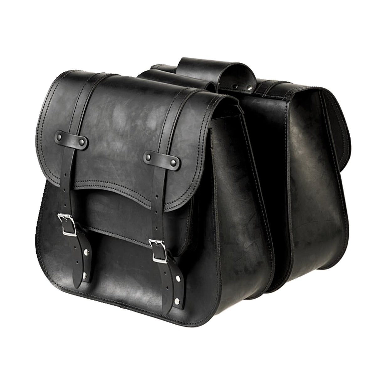 MCS reinforced rigid leather saddlebag set - Throw-over