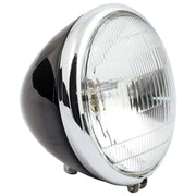 MCS 6-1/2" springer headlamp assembly - 12v - Black/chrome