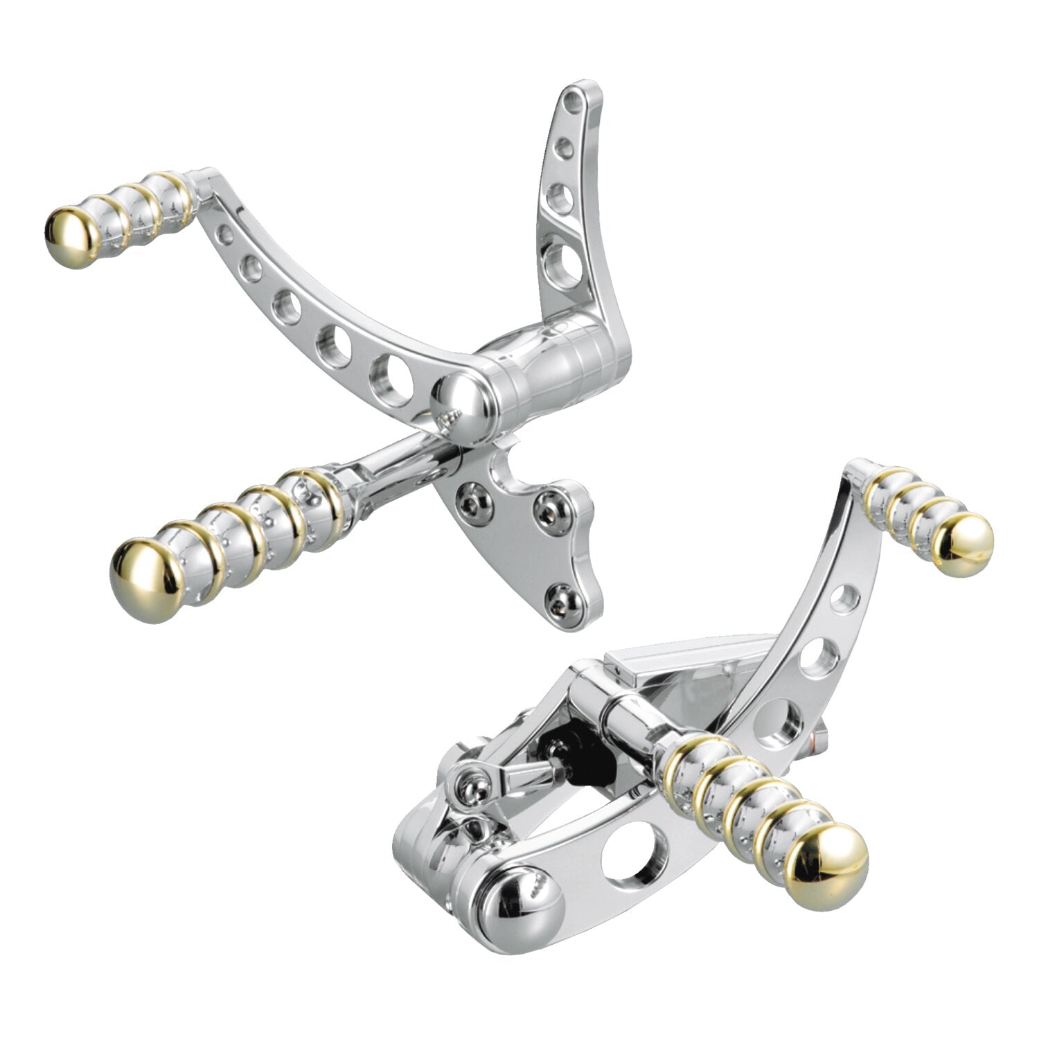 Kustom Tech K-Tech Vintage Style forward controls - Polished & brass
