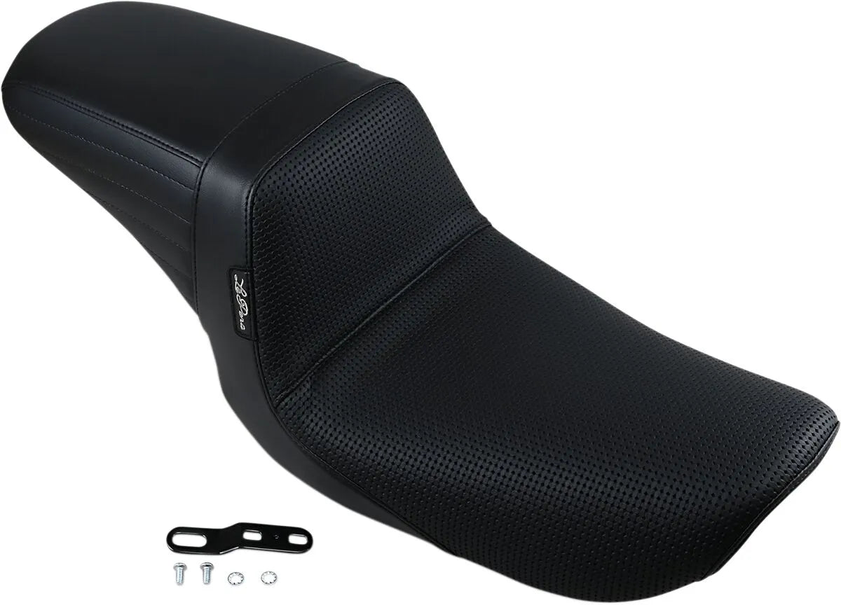 Le Pera Kickflip Seat - Black Basketweave Vinyl - For Harley Davidson