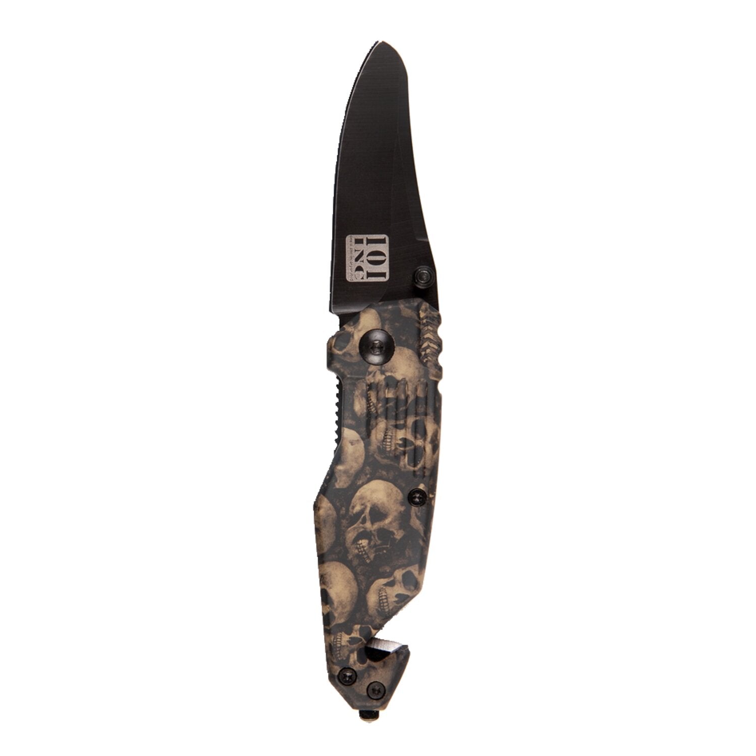 Army Surplus Knife skull & clip small black brown