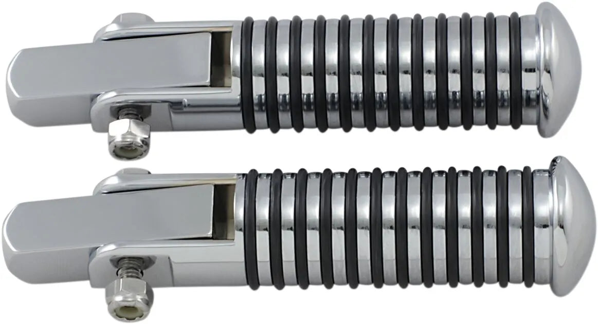 Drag Specialties Stud Mount Rubber Ribbed Foot Pegs 3/8"-24