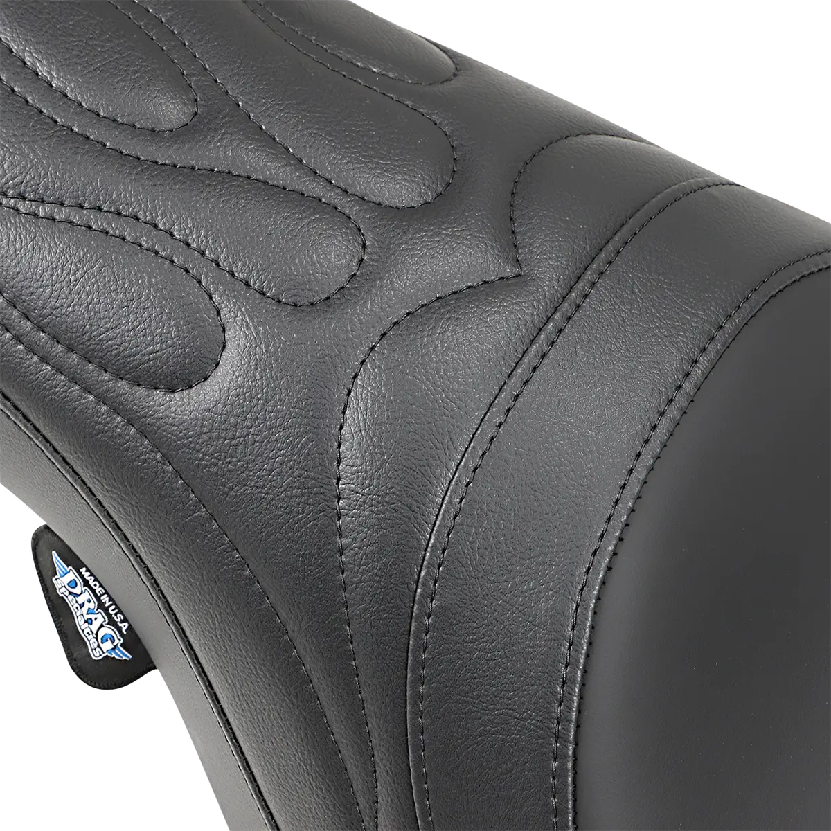 Drag Specialties Predator Seat - Black Flame Stitch - For Harley Davidson