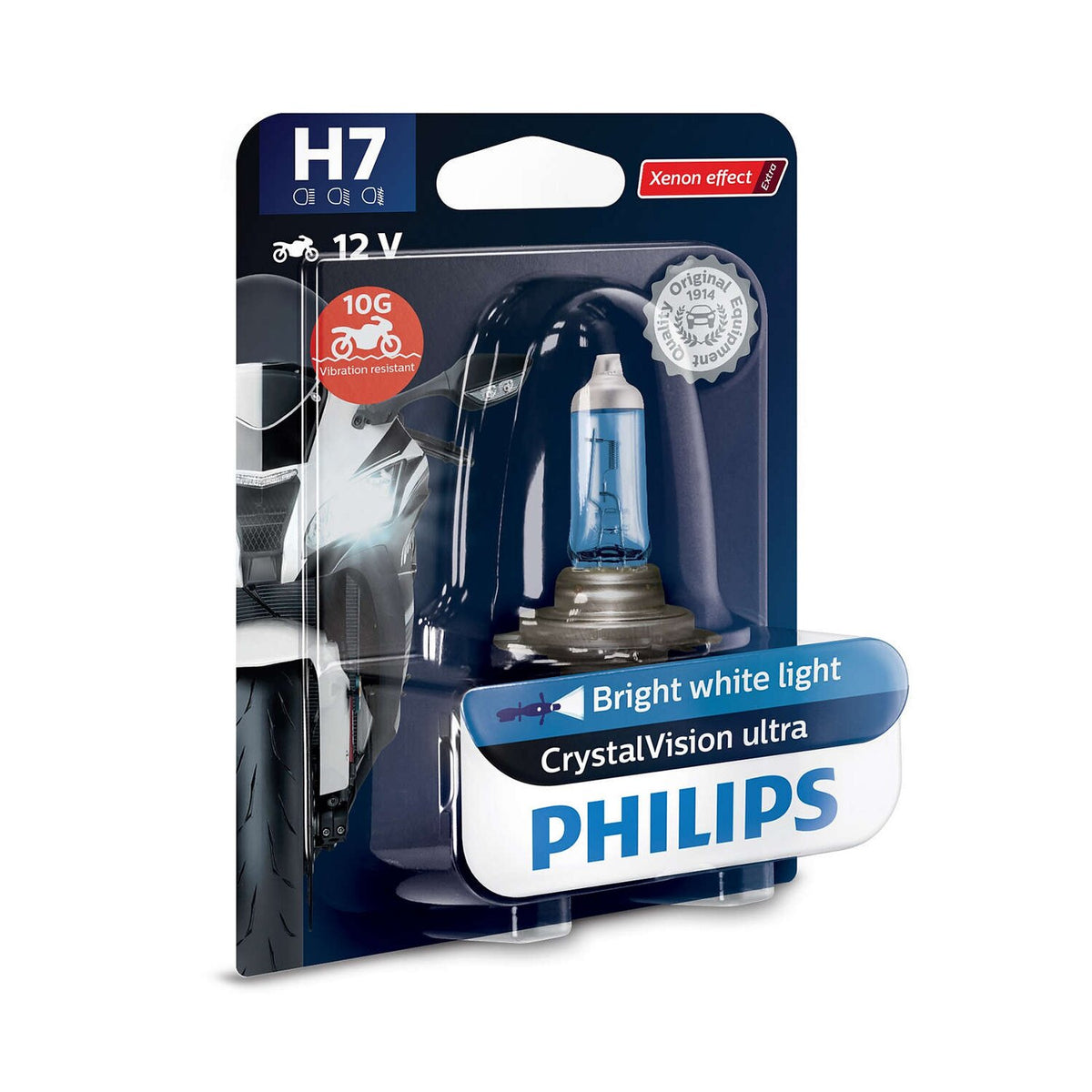 Philips CrystalVision Ultra Moto headlamp bulb H7