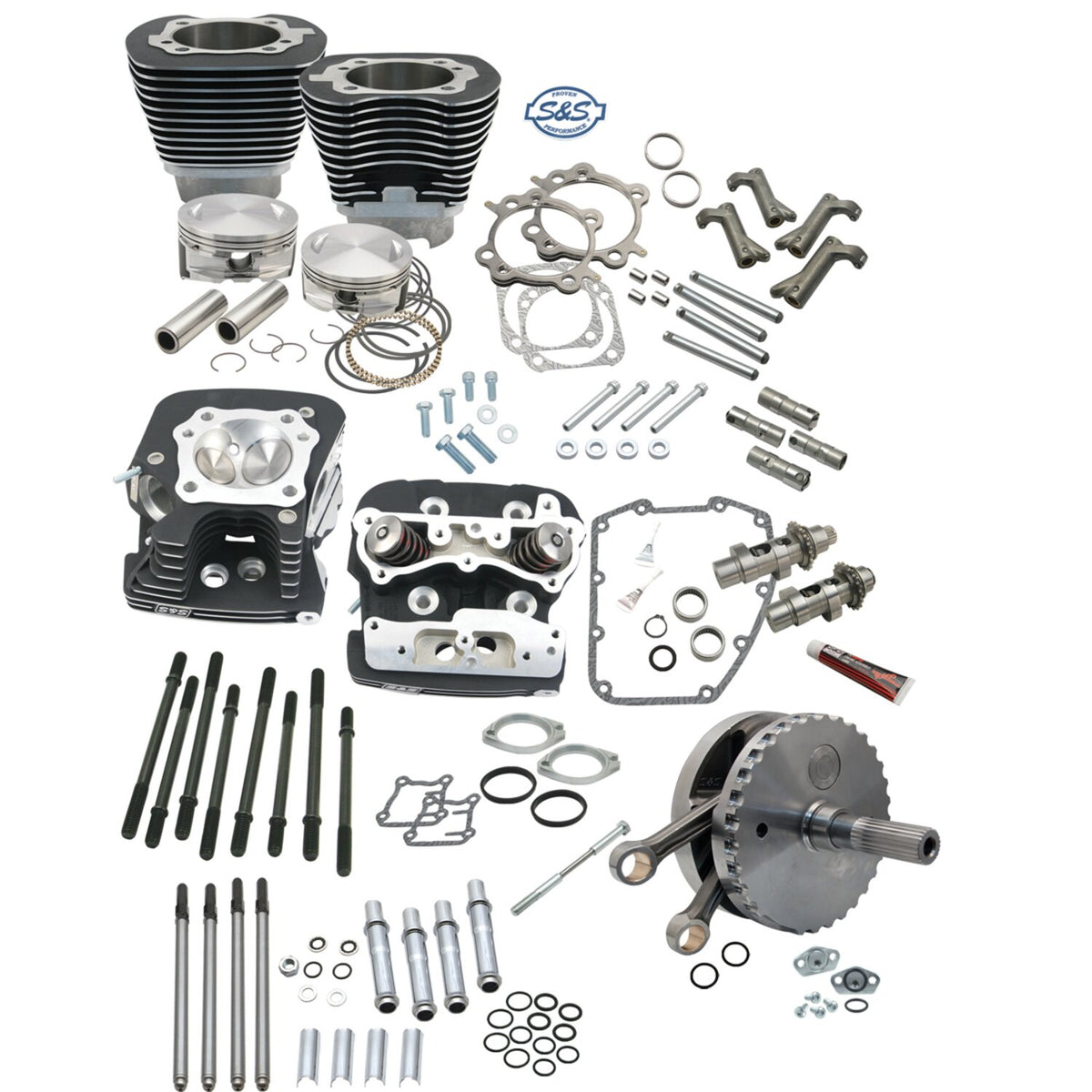S&S 124" Twin Cam Hot set-up kit with heads - Silver