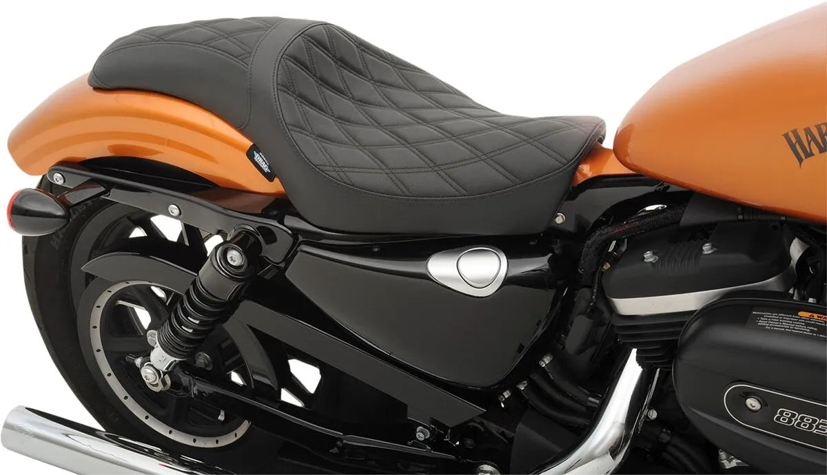 Drag Specialties Predator Seat - Black Double Diamond - For Harley Davidson