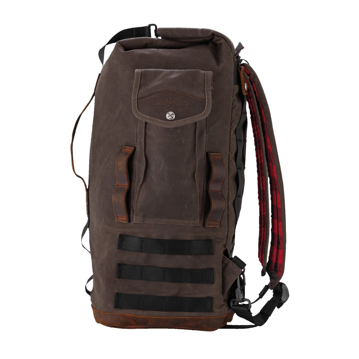 Burly Voyager sissy bar backpack dark oak
