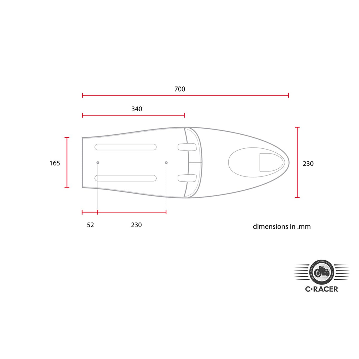 C-Racer universal Long Classic B seat dark brown