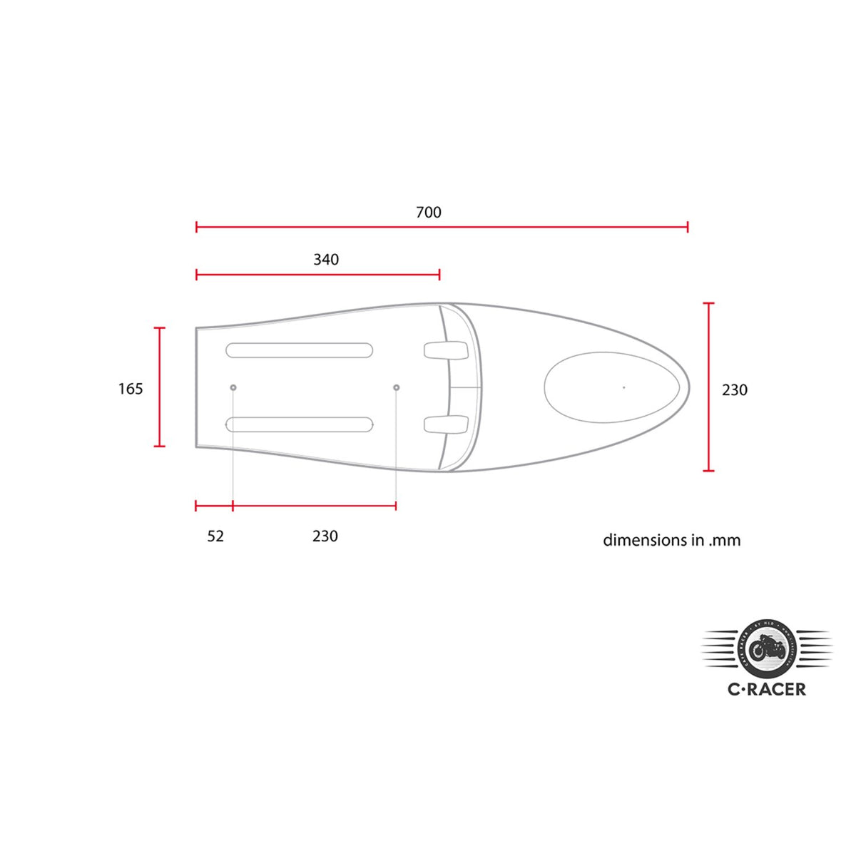 C-Racer universal Long Classic C seat dark brown