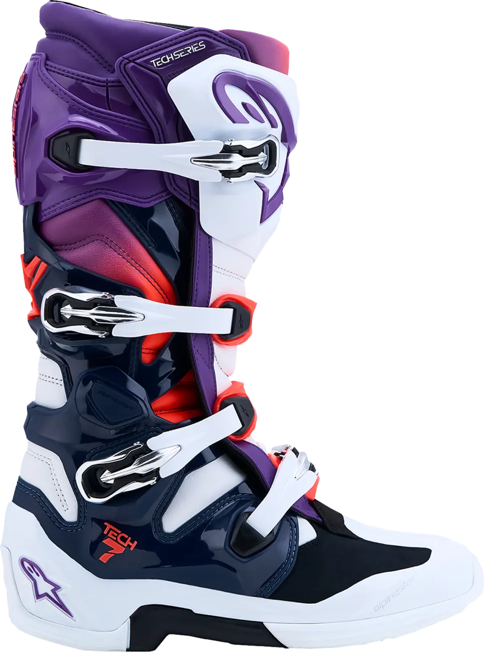 Alpinestars Tech 7 Boots Purple Blue Fluorescent Blue Fluo Red