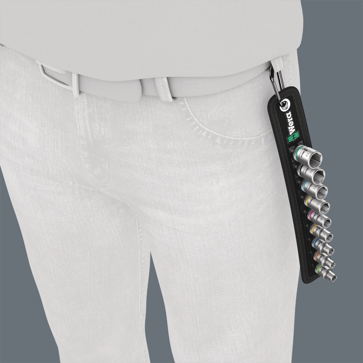 Wera socket belt with 1/4" drive hex sockets - Metric