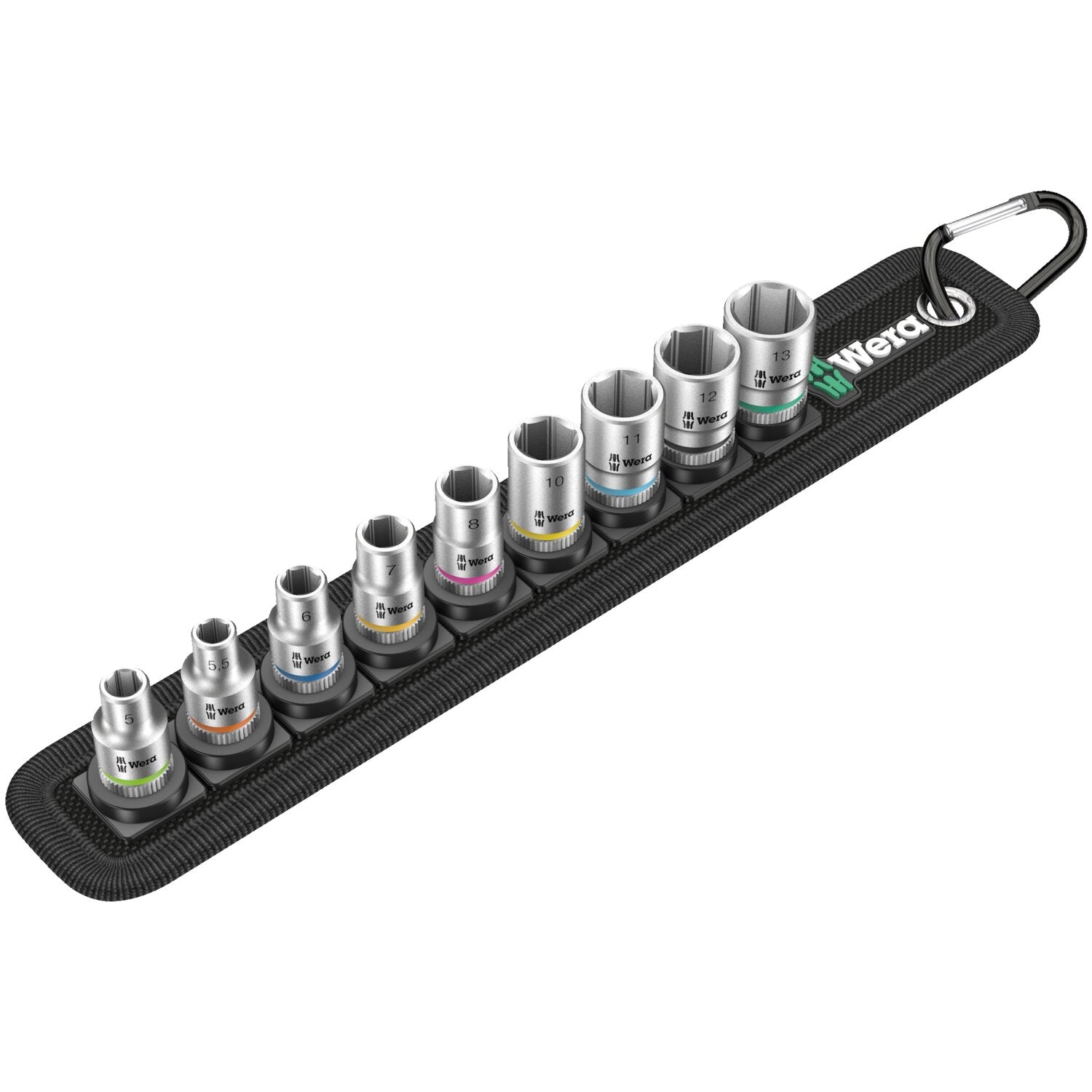 Wera socket belt with 1/4" drive hex sockets - Metric