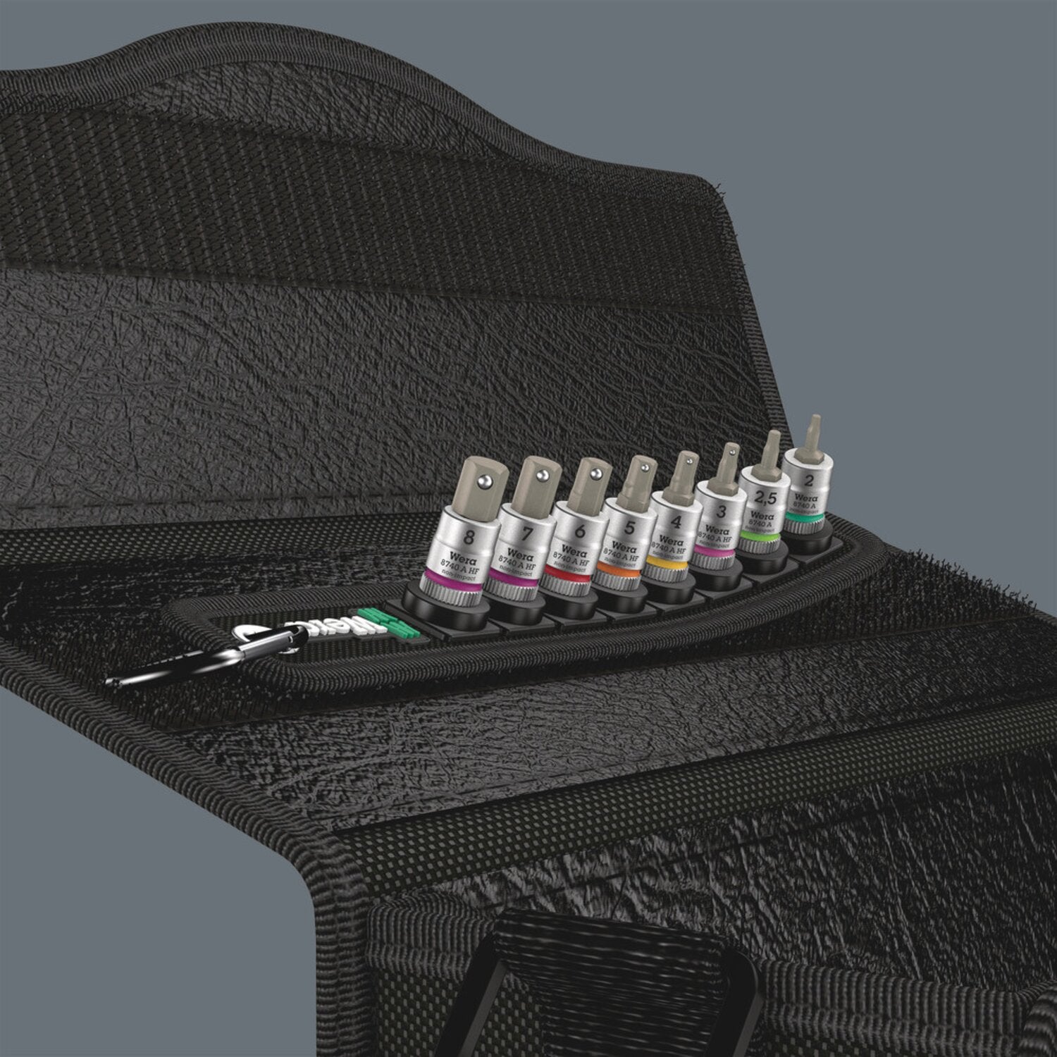 Wera socket belt with 1/4" drive hex socket bits - US sizes