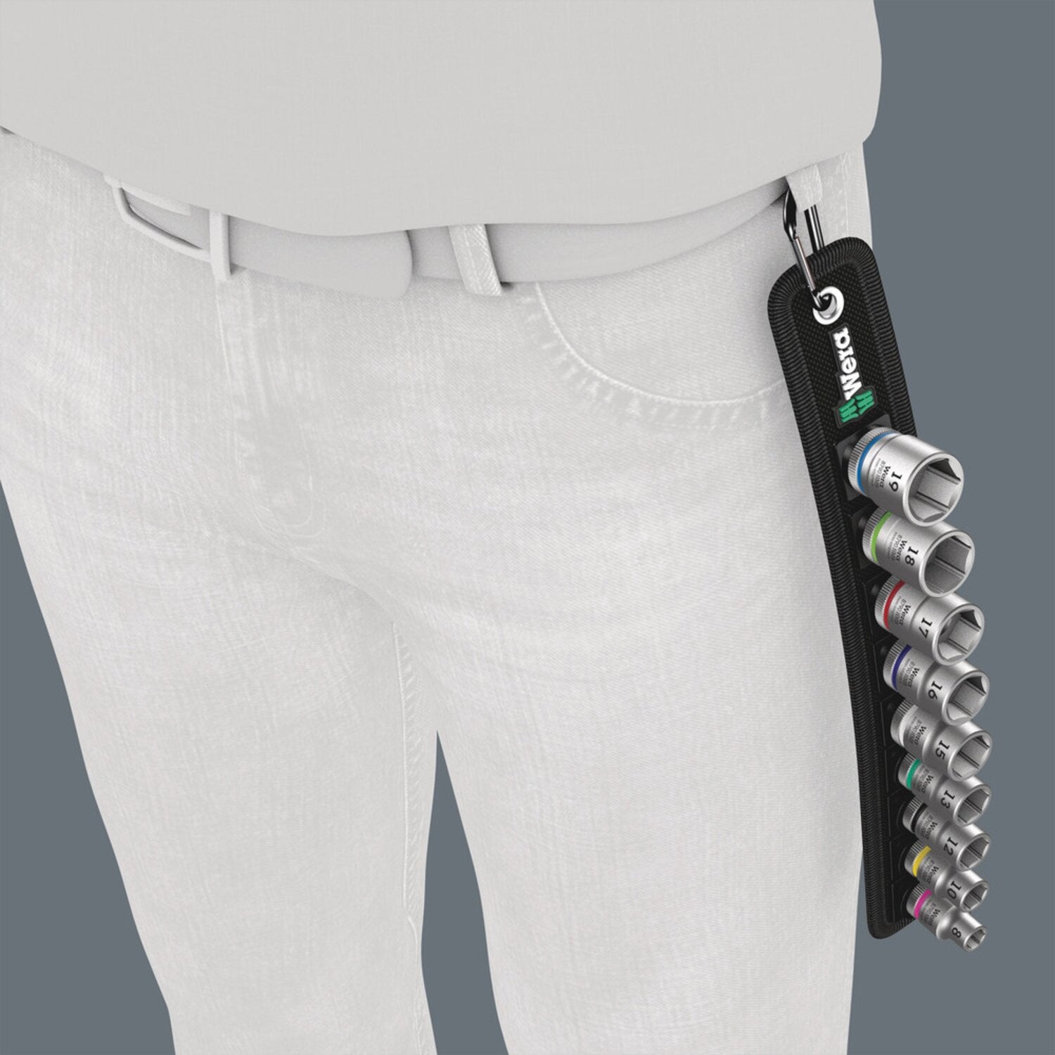 Wera socket belt with 3/8" drive hex sockets - Metric