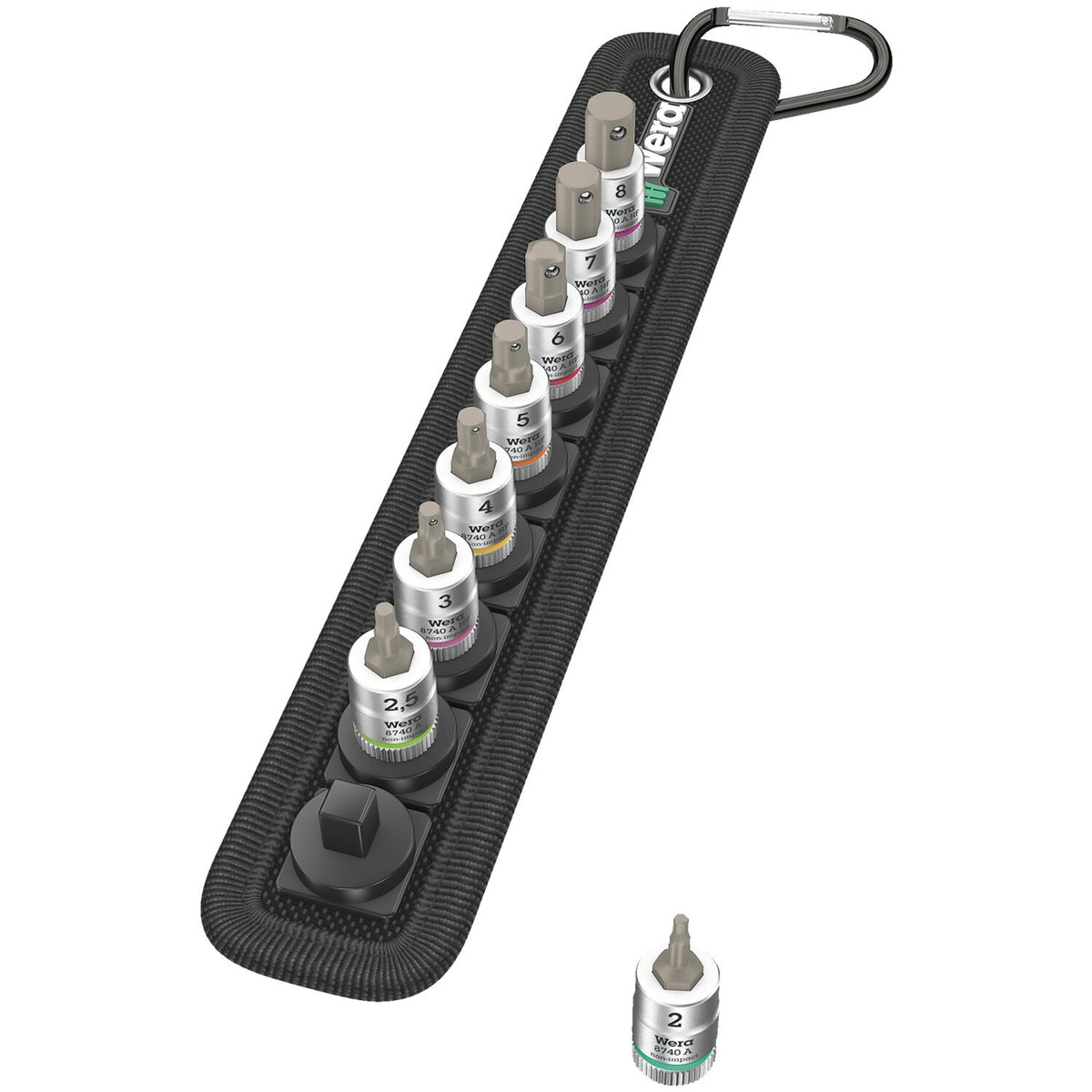 Wera socket belt with 3/8" drive Hex socket bits - US sizes