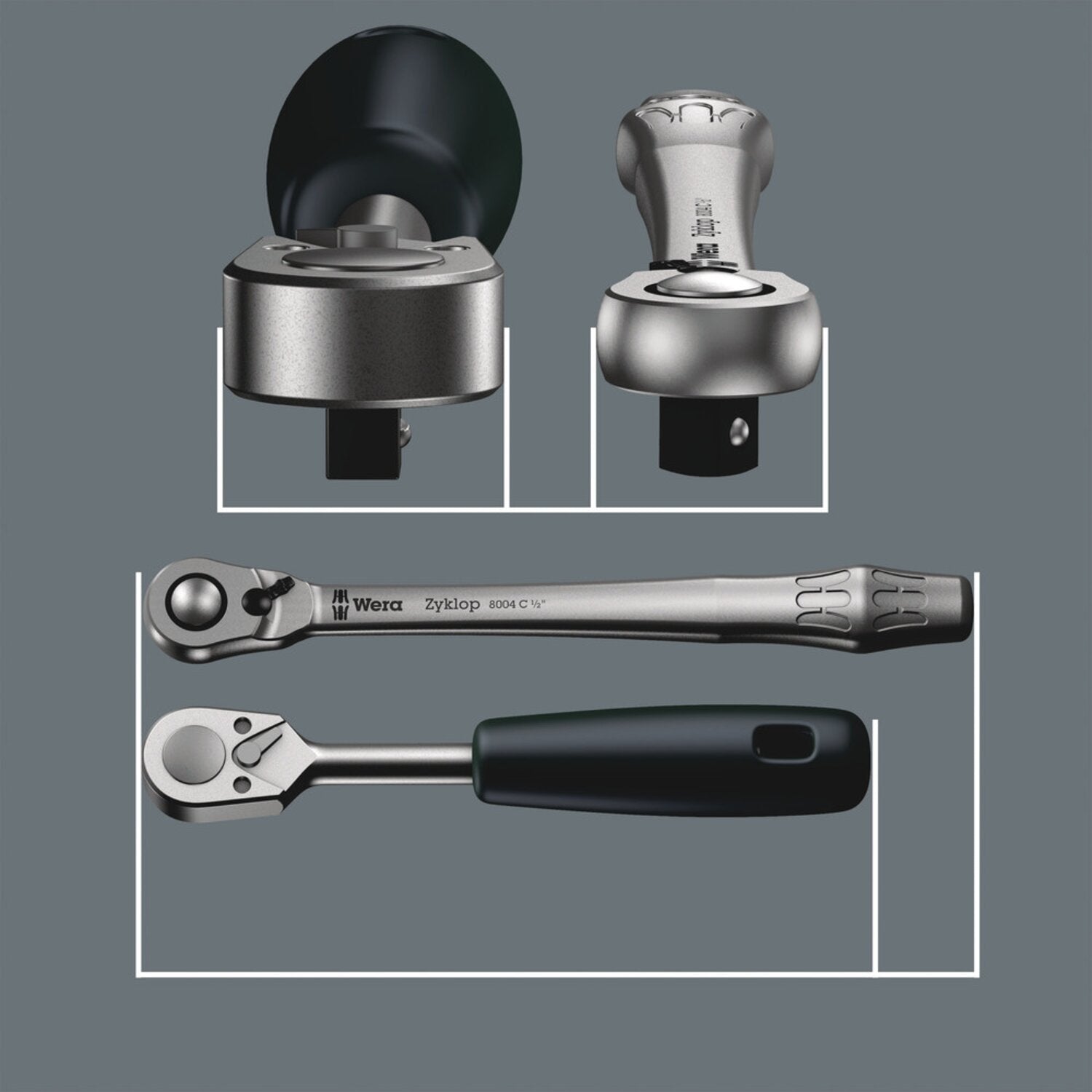 Wera Zyklop metal ratchet switch kit 1/2" drive US sizes