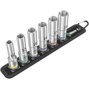 Wera socket belt with 1/2" drive hex deep sockets - Metric