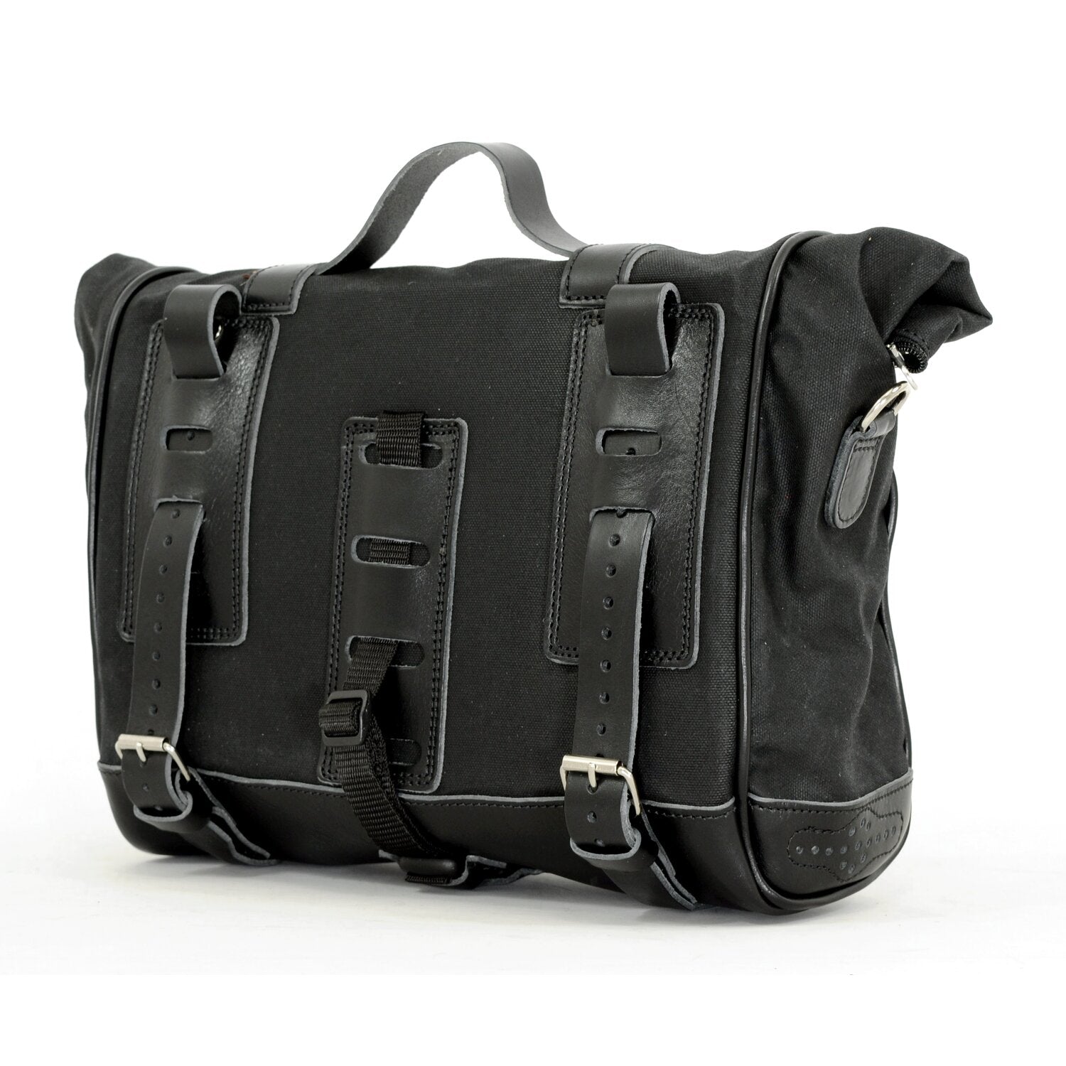 Longride 'Old Chopper' waxed cotton saddlebag - Black