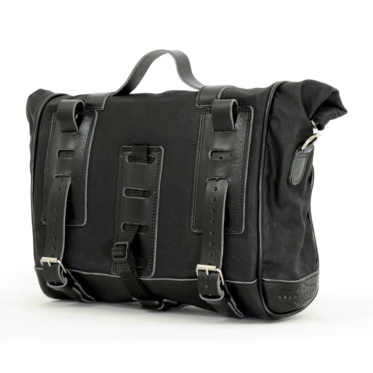 Longride 'Old Chopper' waxed cotton saddlebag - Black