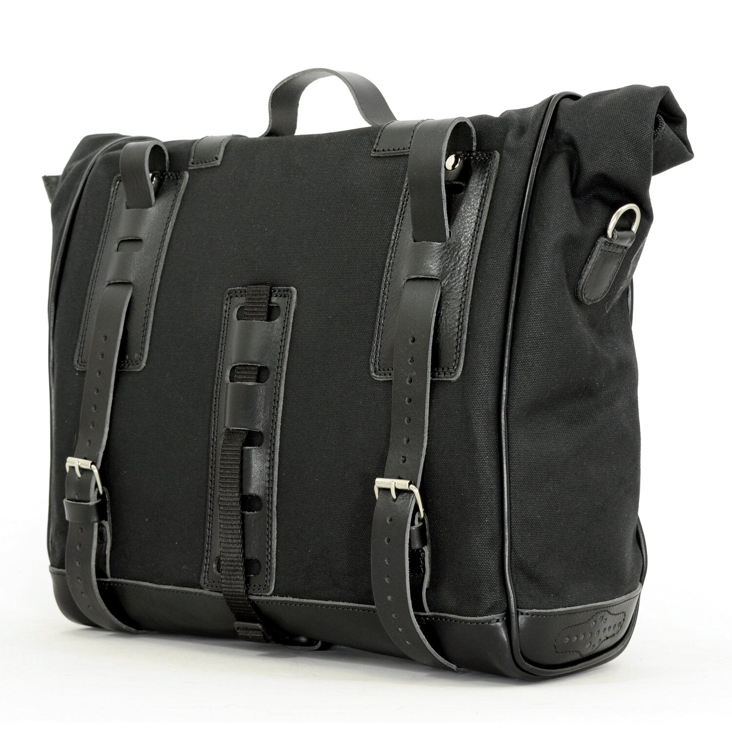 Longride 'Old Chopper' waxed cotton saddlebag - Black