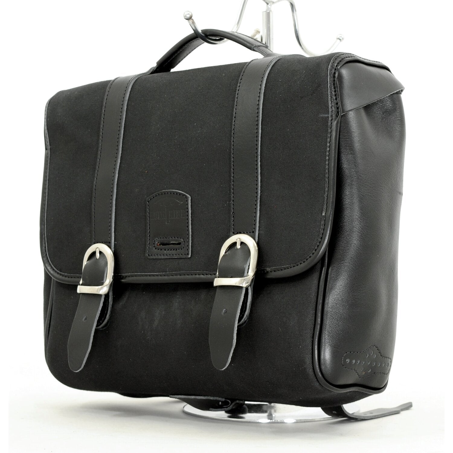 Longride 'Classic'' waxed cotton saddlebag - Black