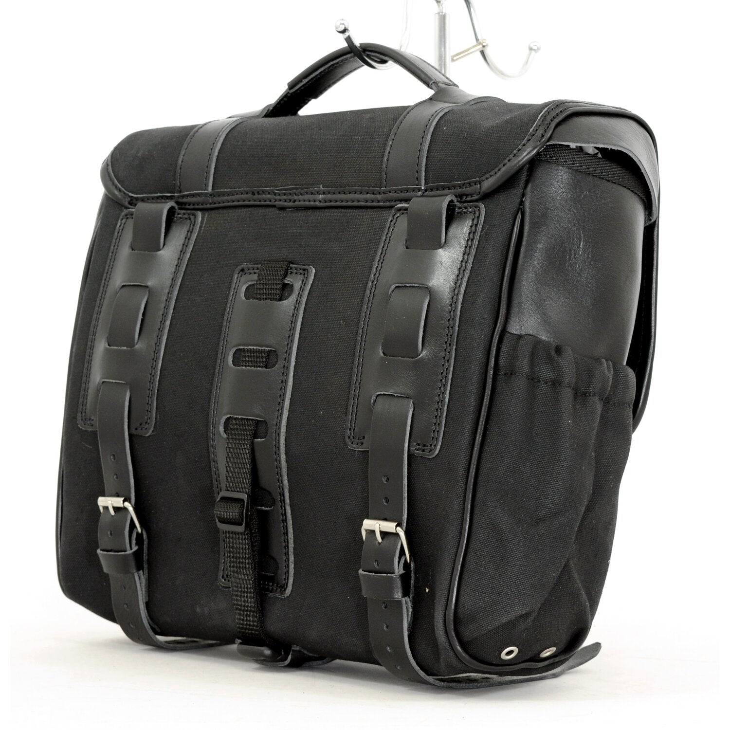 Longride 'Classic'' waxed cotton saddlebag - Black