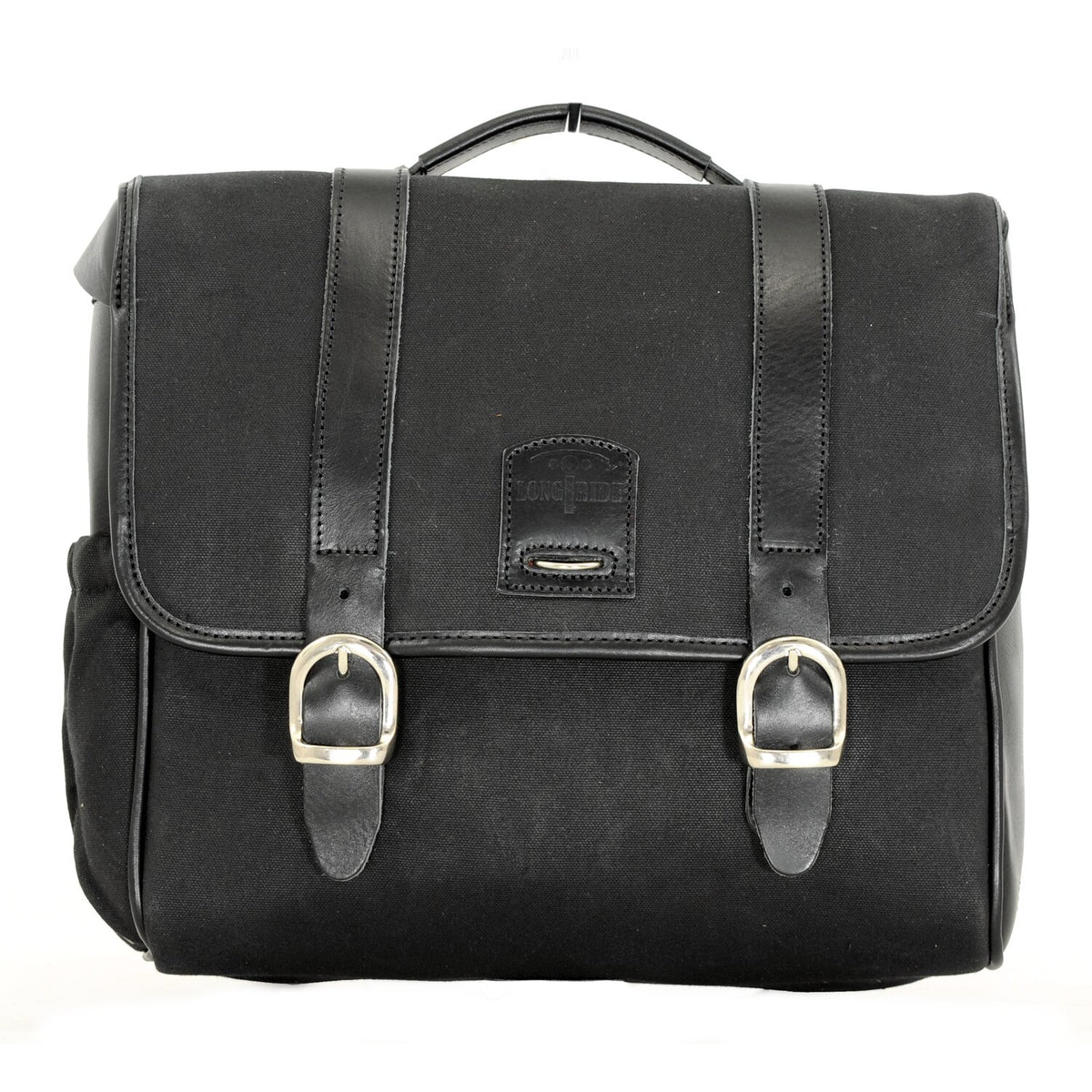 Longride 'Classic'' waxed cotton saddlebag - Black