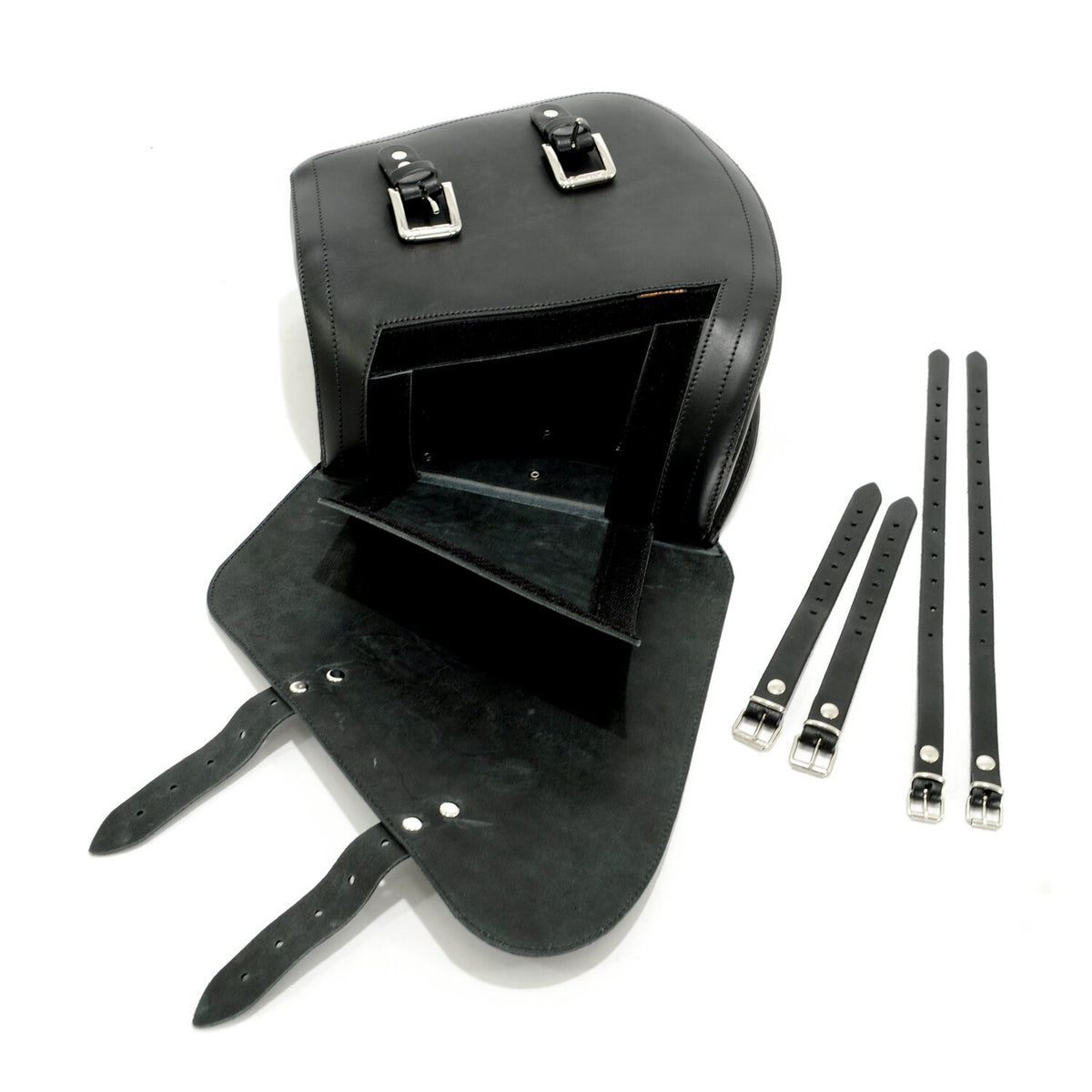 Longride swingarm bag - Smooth black leather - 7 liter