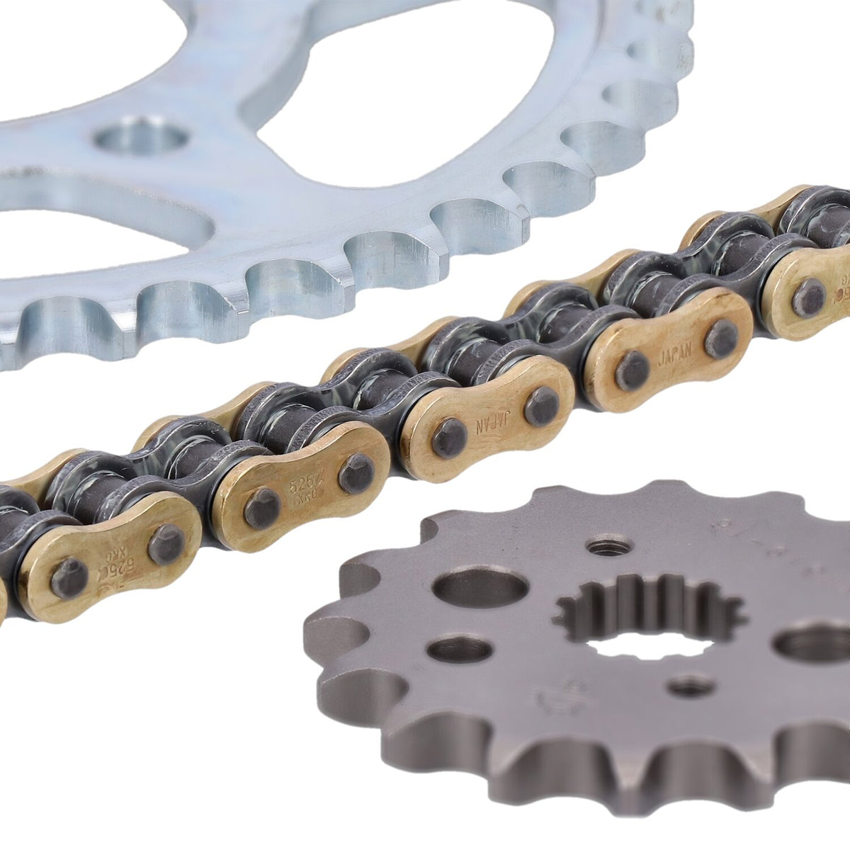 JT Sprockets /Tsubaki sprocket and chain kit 525 Alpha gold X-ring