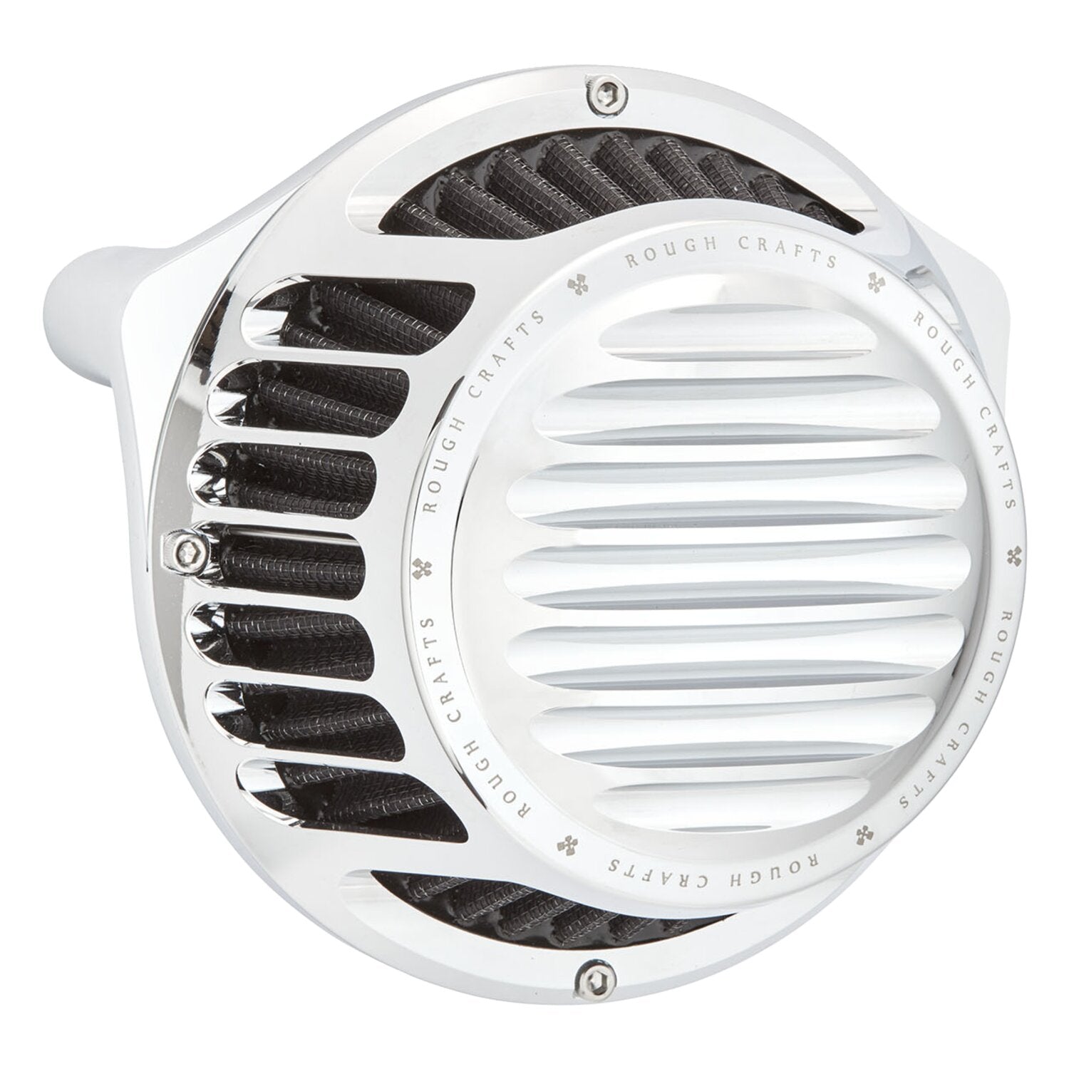 Rough Crafts Round Finned air cleaner assembly - Chrome