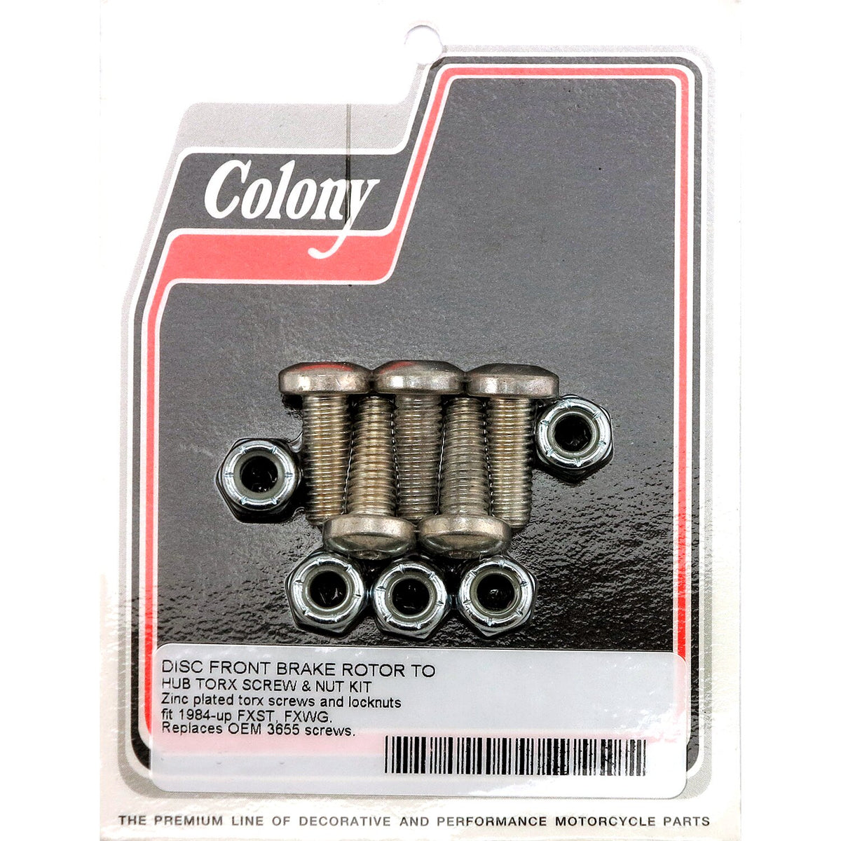 Colony front brake rotor bolt & nut kit - Flat torx Zinc