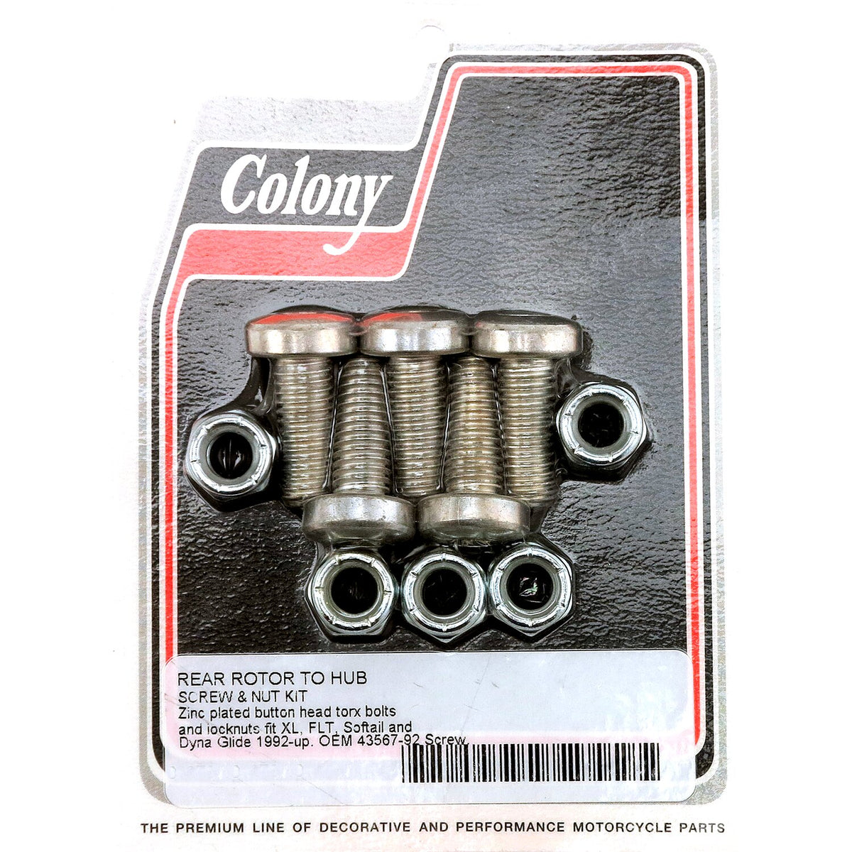Colony rear brake rotor bolt & nut kit - Zinc Torx