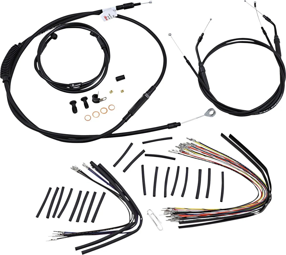 BURLY BRAND Black Vinyl Handlebar Cable/Line Kit for Ape Hangers
