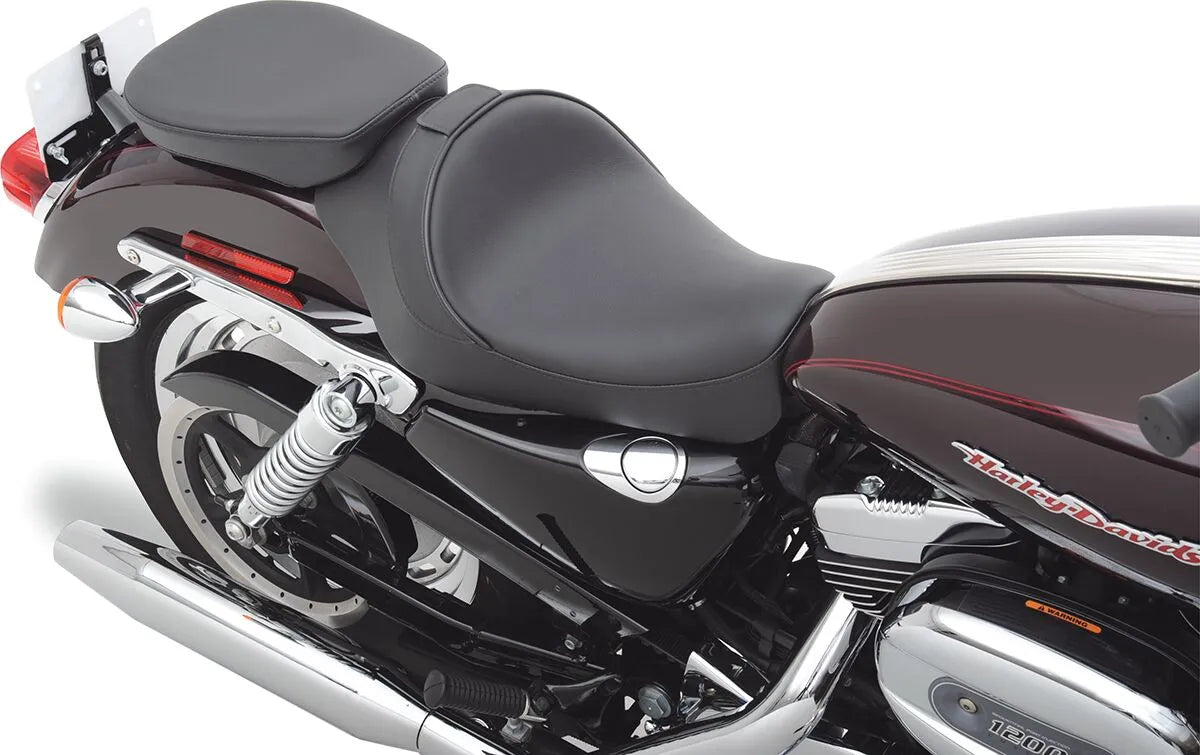 Drag Specialties Rear Solo Seat - Black Leather - For Harley Davidson