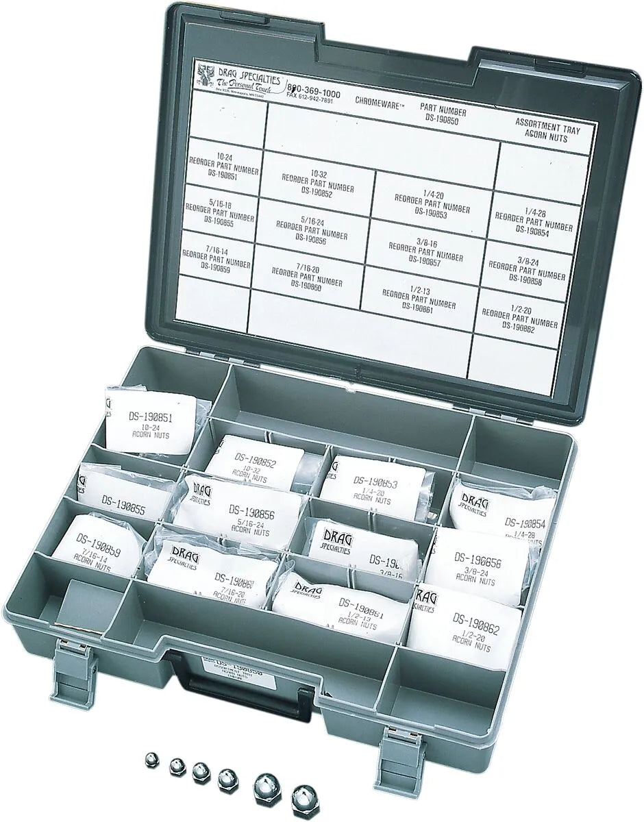 Drag Specialties Chrome Acorn Nut Assortment Kit