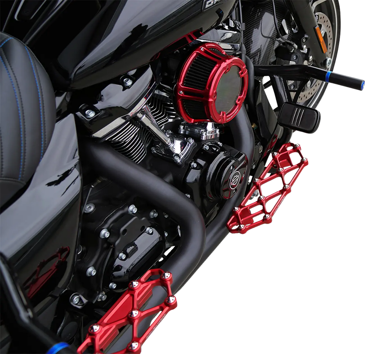 Arlen Ness Diamond Billet Aluminium Rider Floorboards - Red - 410-057