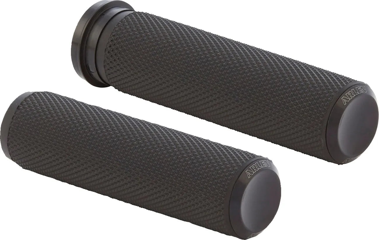 Arlen Ness Knurled Grips - Black Anodized