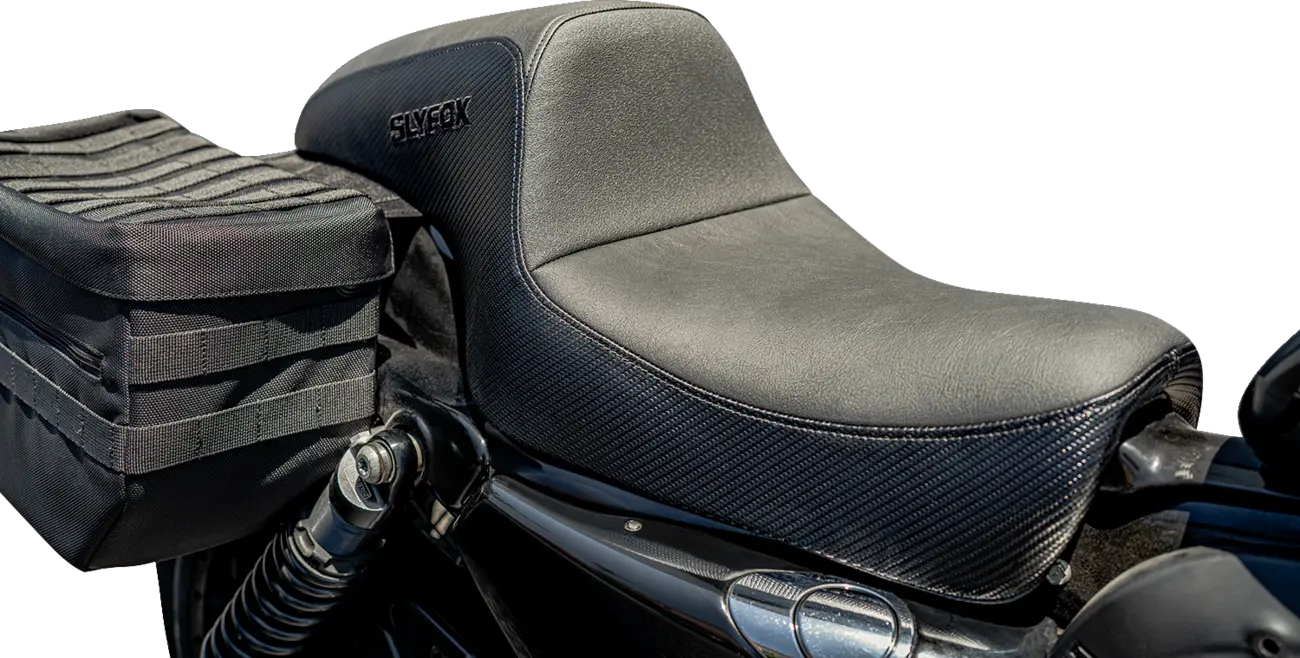 Slyfox Drifter Seat - Black Vinyl - For Harley Davidson