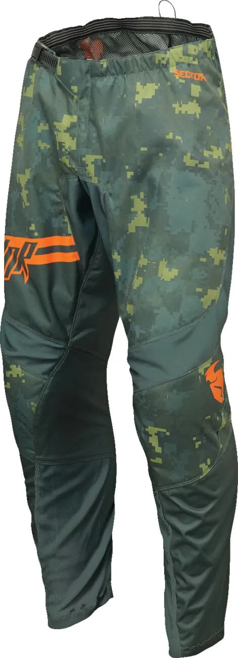 Thor Youth Sector Digi Mx Pants Green - Camo Green/Orange