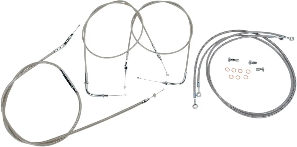 BARON Stainless Handlebar Cable/Line Kit for 15"-17" Bars