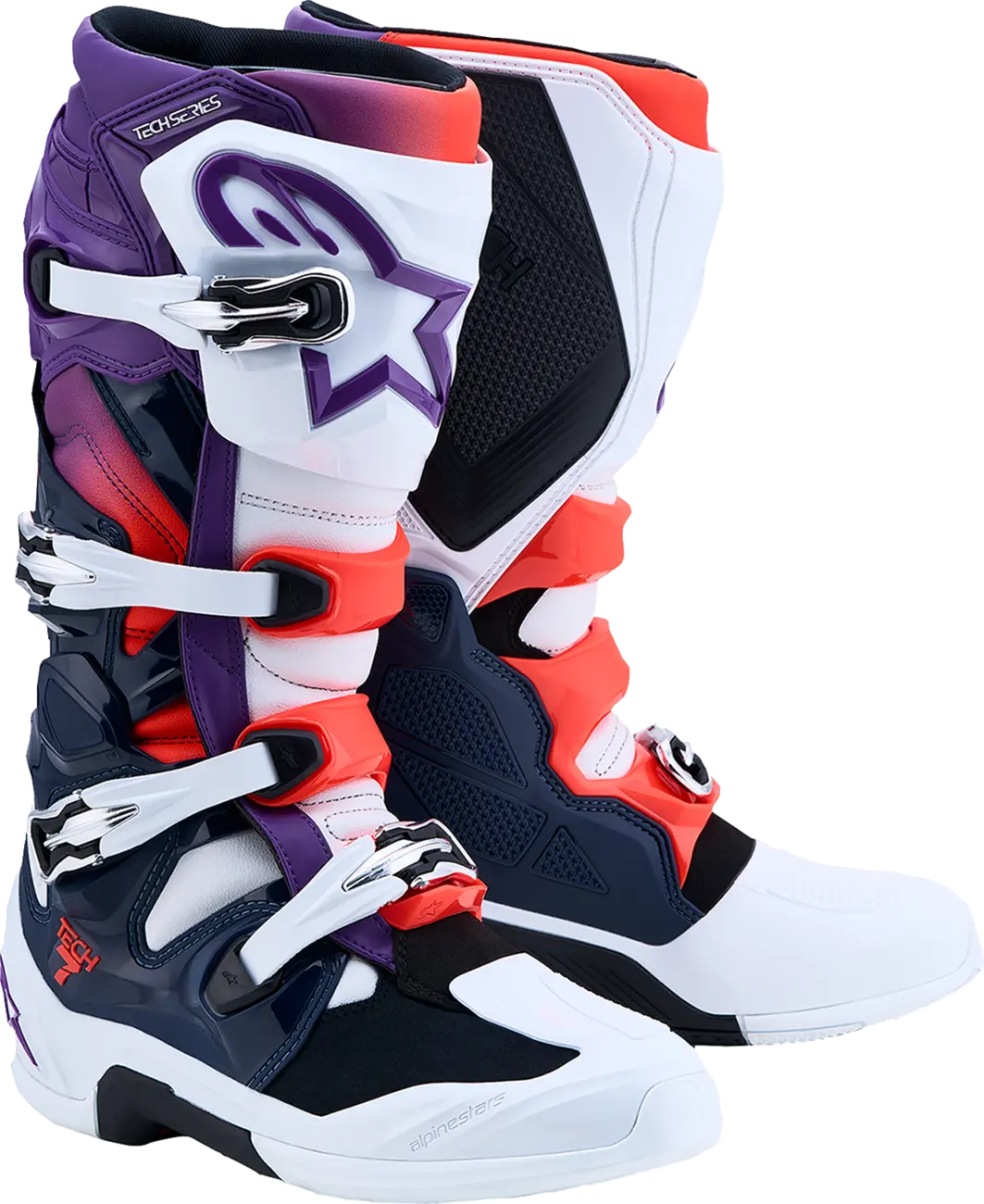 Alpinestars Tech 7 Boots Purple Blue Fluorescent Blue Fluo Red