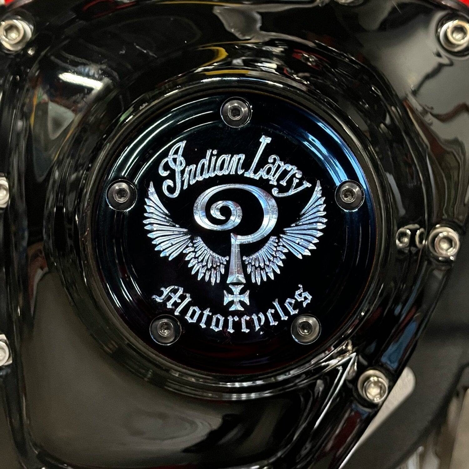 Indian Larry Motorcycles Indian Larry 'Indian Larry' logo 5-hole point cover - Gloss