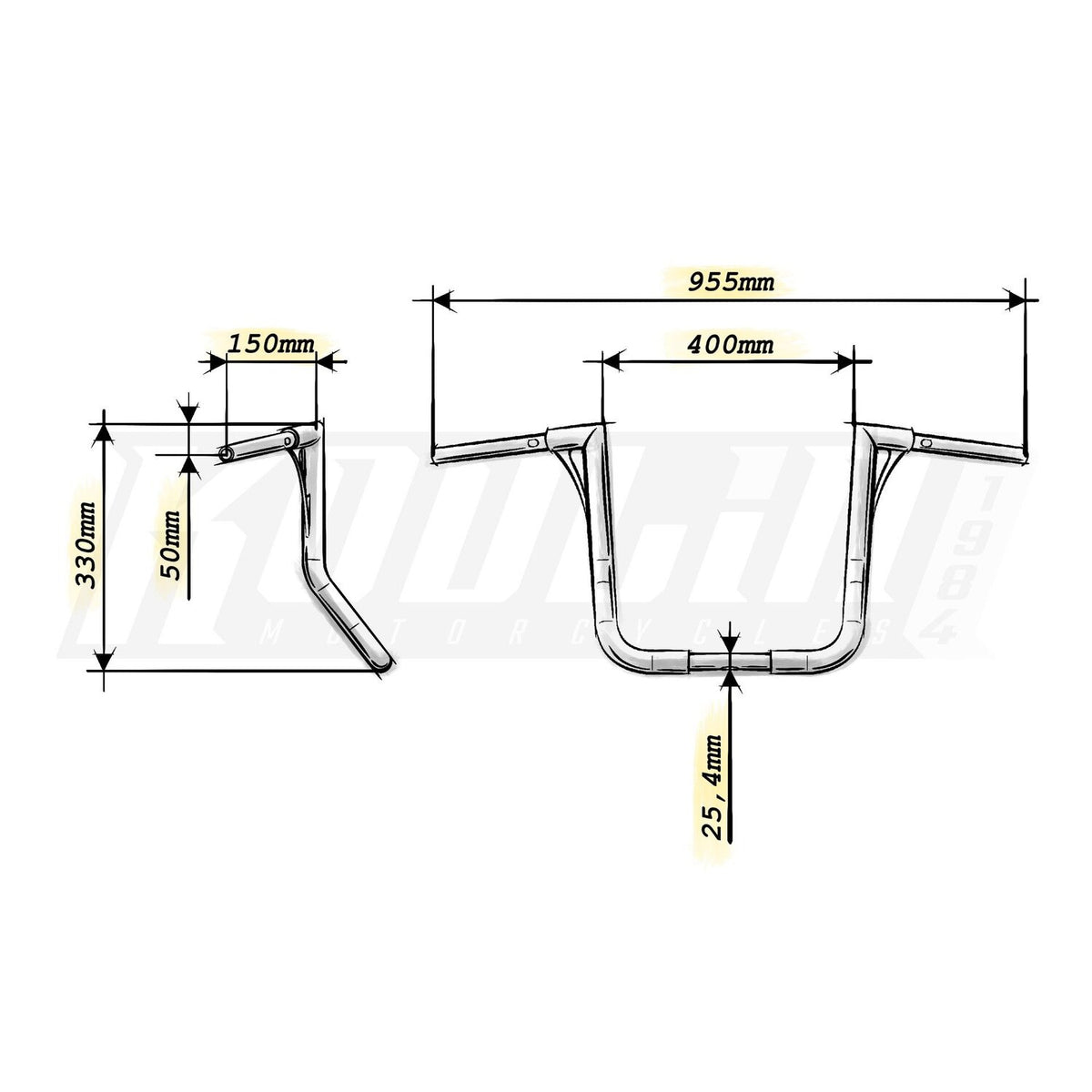 Kodlin Flow-bar bagger handlebar 33cm high - Black